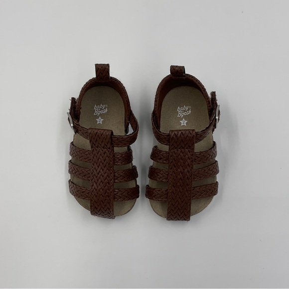 Osh Kosh Baby B’Gosh NWOT Strappy Braided Sandal Faux Leather Brown Classic 2M - Picture 8 of 14